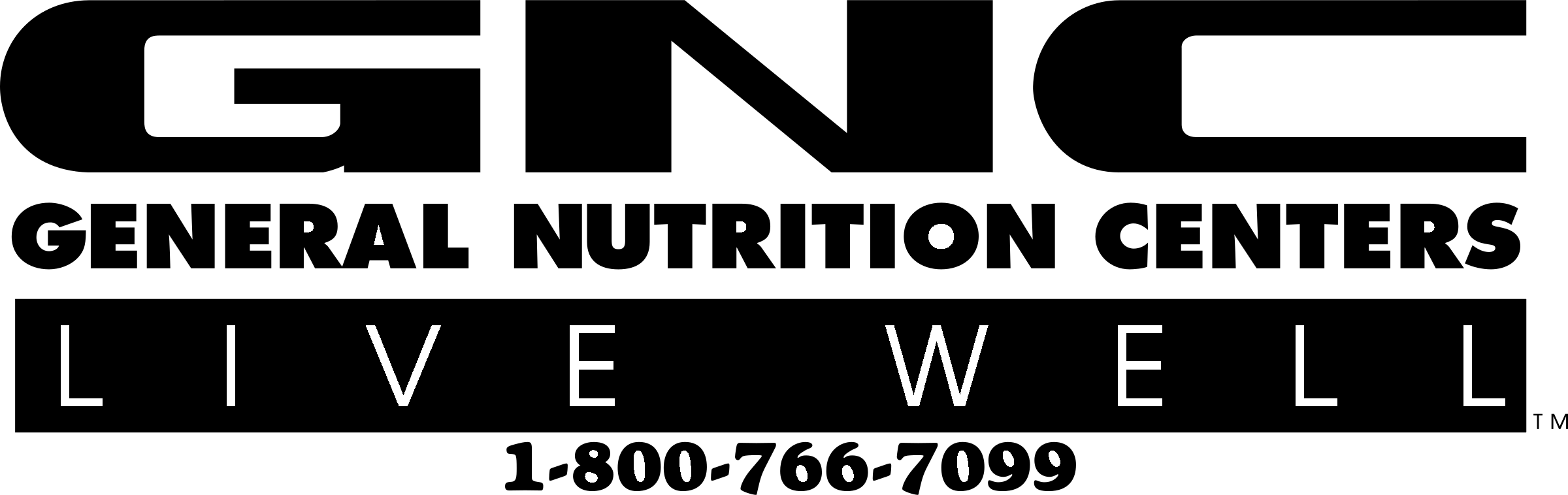 Gnc 2 Logo Black And White - Portable Network Graphics (2400x758), Png Download