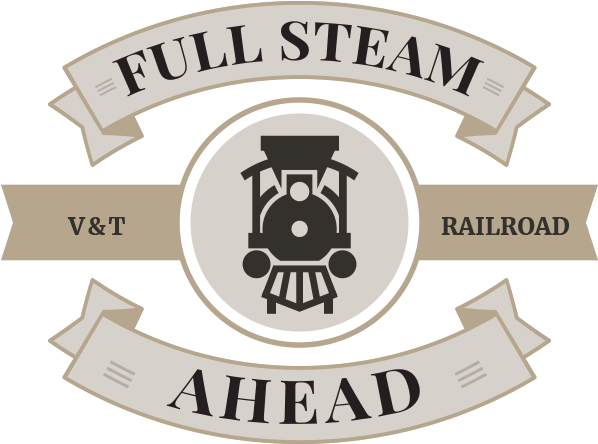 Full Steam Ahead Vt Railroad - The East Gate Depot - V&t Railway (601x450), Png Download