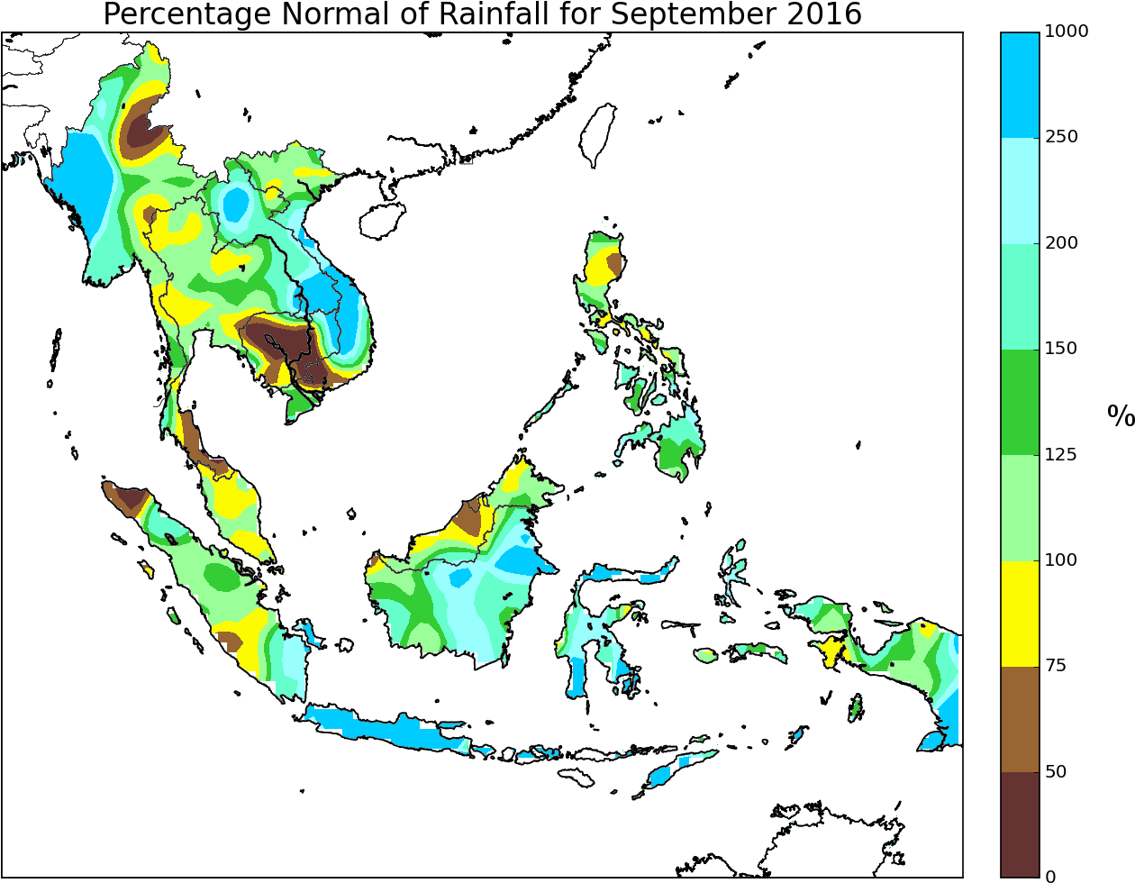 Percentage Of Normal Rainfall For September - Pacific Rim Map (1440x1200), Png Download