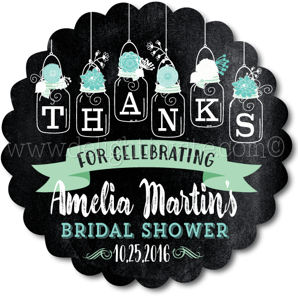 Chalkboard Mason Jar Bridal Shower Favor Tags - Illustration (612x612), Png Download