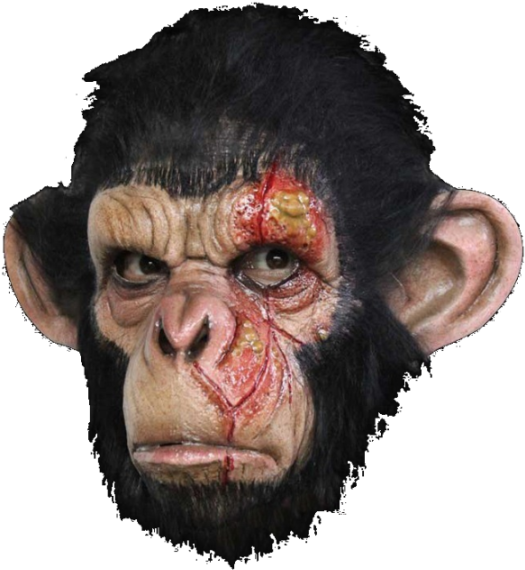Brown Infected Chimp - Infected Chimp Latex Mask (526x593), Png Download