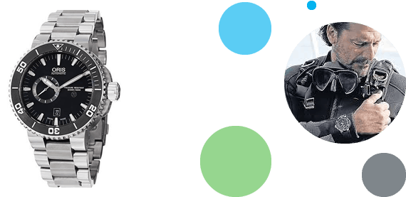 Oris Pro Diver Chrono Dive Watch - Oris Aquis Automatic Black Small Second Date Dial Titanium (650x300), Png Download