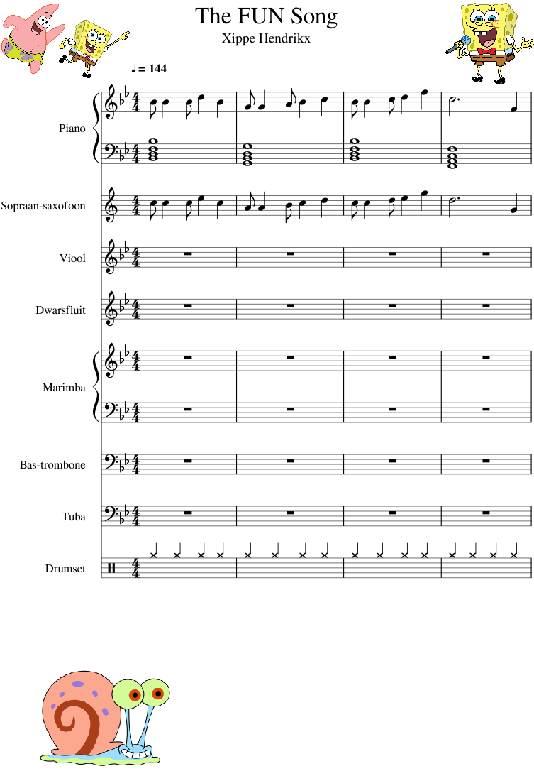 The Fun Song Sheet Music 1 Of 7 Pages - Spongebob Fun Song Flute (827x1169), Png Download