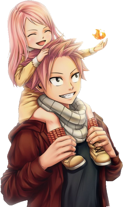 Fairy Tail Natsu Dragneel Daughter Kawaii Transparent - Natsu And Nashi Dragneel (500x699), Png Download