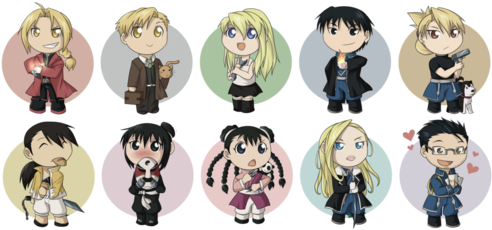 Fullmetal Alchemist And Lan Fan Image - Fullmetal Alchemist Brotherhood Chibi (500x240), Png Download