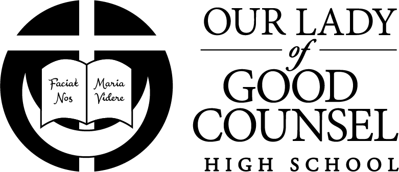 In Applications Of Black And White, Use Solid Black - Our Lady Of Good Counsel Logo (781x338), Png Download