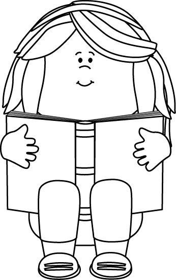 Reading Art Black And White Huge - Kids Reading Clipart Black And White (346x549), Png Download
