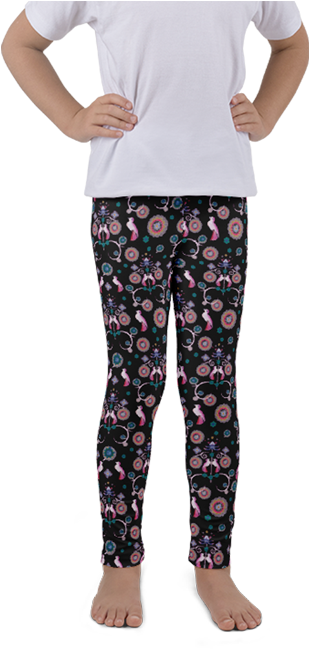 Bird Art Deco Black Kids Leggings - Kids Leggings Png (1000x648), Png Download