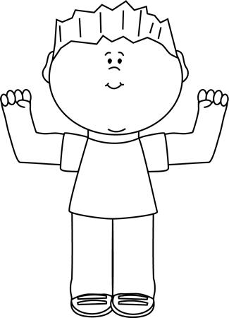 Black And White Boy Flexing - Black And White Clipart Boy With Puppy (325x450), Png Download