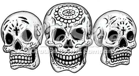 3 Skulls Day Of The Dead - Day Of The Dead Three Skulls (480x264), Png Download