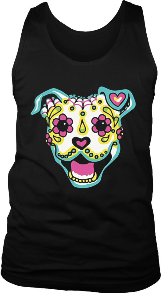 Sugar Skull Pitbull Calavera Day Of The Dead Holiday - Day Of The Dead Smiling Pitbull Women's Tees (960x960), Png Download