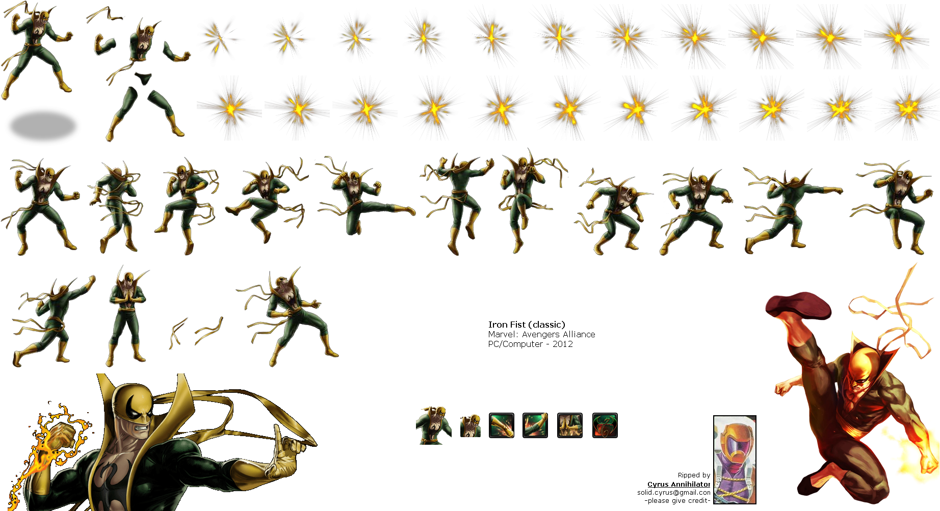 Click To View Full Size - Iron Fist Sprite Sheet (1852x1009), Png Download