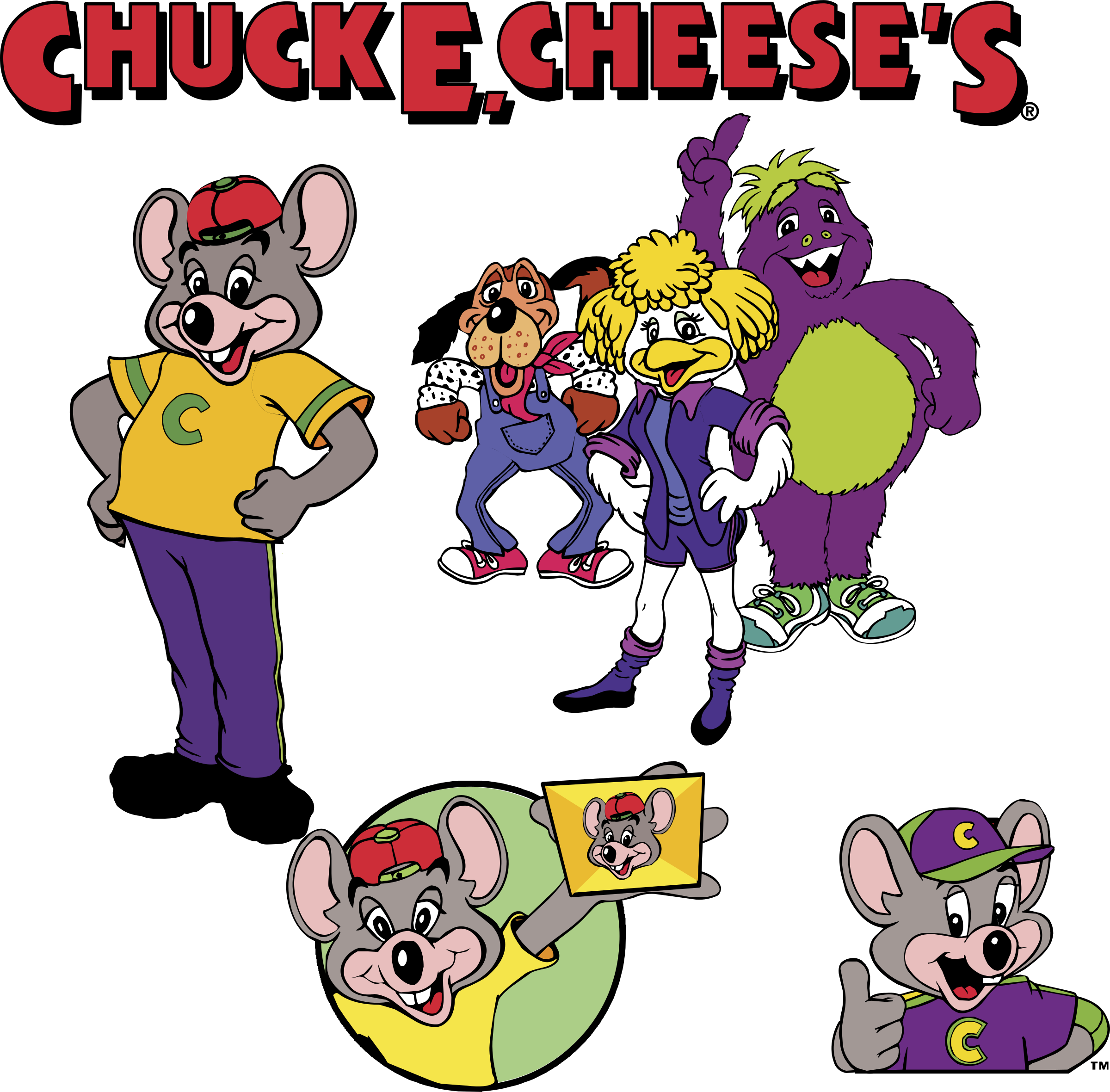 Chuck E Cheese Logo Png Transparent - Chuck E Cheese And Characters (2400x2361), Png Download