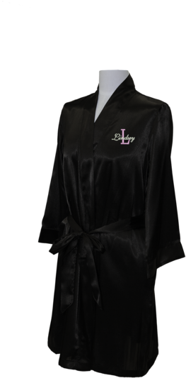 Embroidered Satin Robe - Coat (400x599), Png Download
