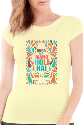 Bura Na Mano Holi Hai Girls Yellow T-shirt - T Shirt For Girls (284x426), Png Download