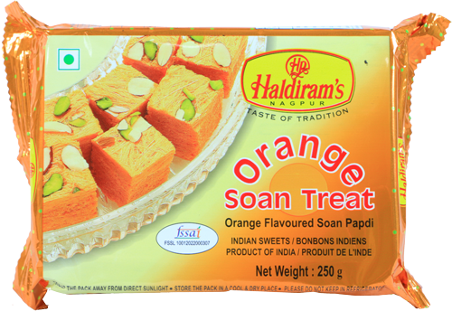 Haldiram's Orange Soan Papdi - 2 X Diwali Sweets - Soanpapdi, Orange, 500g(pack Of (500x344), Png Download