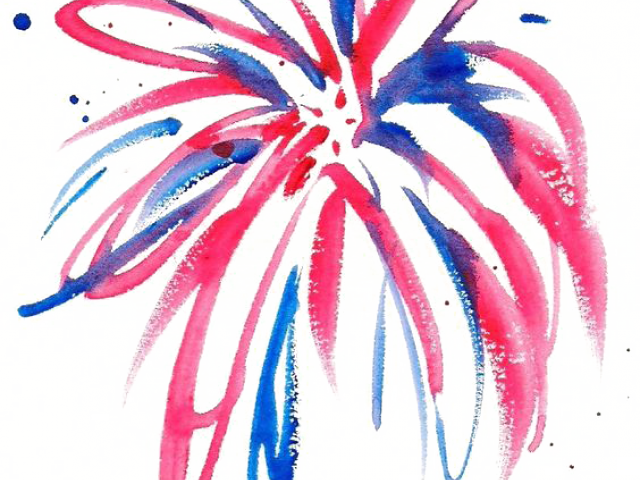 Drawn Fireworks Watercolour - Fire Works Water Color (640x480), Png Download