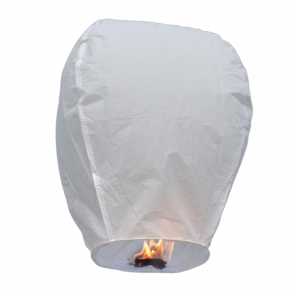 A Large Hot Air Balloon Lantern That Fills With Hot - Set Of 10 White Sky Lanterns Chinese Flying Wish Lights (600x600), Png Download