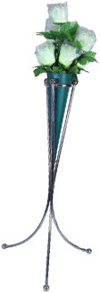 Stainless Steel Flower Stand With Fibre Flower Holder - Flower With Stand Vase Png (400x350), Png Download