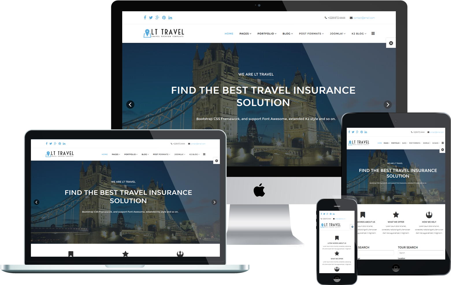 Lt Travel Onepage - Responsive Website Mockup Png (2000x1500), Png Download