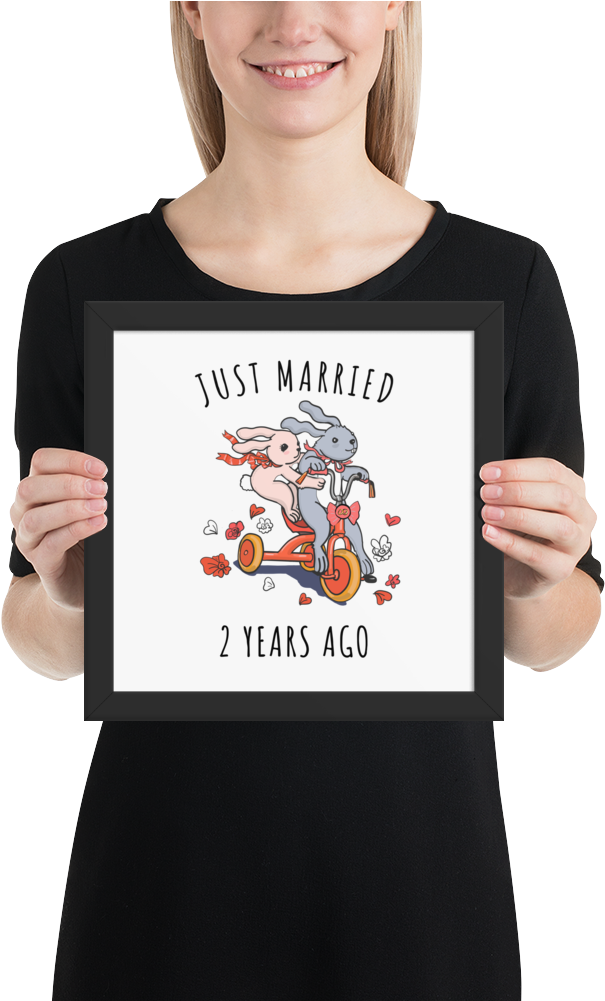Just Married 2 Years Ago Couple Frame Poster - Wedding Anniversary (1000x1000), Png Download