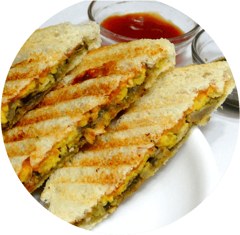 Egg Masala Sandwich Grilled - Egg Bhurji (500x467), Png Download