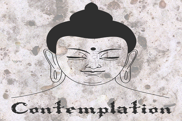 Abstract Buddha Grey Cream Contemplation - Illustration (606x402), Png Download