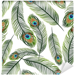 Seamless Texture With Peacock Feathers Wall Mural • - Peacock Feather Wall Texture (400x400), Png Download