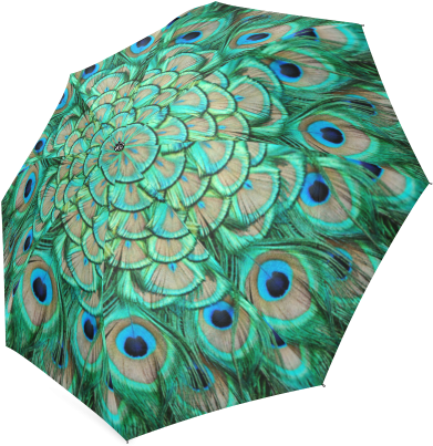 Interestprint Stylish Peacock Feather Fold Umbrella (500x500), Png Download