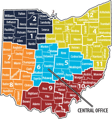 Odot District Map, Click A District To Visit Its Link - Ohio District 6 Map (368x394), Png Download