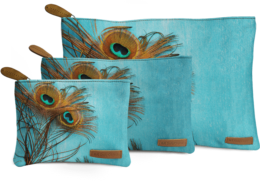 Dailyobjects 3 Peacock Feathers Regular Stash Pouch - 3 Peacock Feathers Tote Bag - 16" X 16" By Sylvia Cook (900x900), Png Download