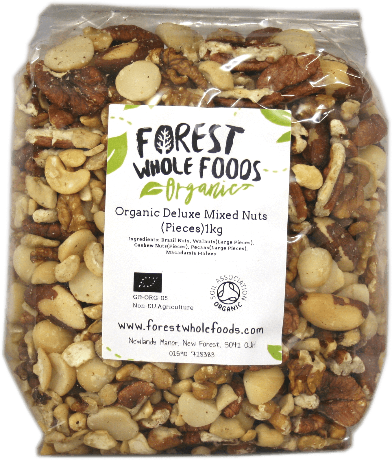 Organic Deluxe Mixed Nuts Pieces 1kg - Organic Spirulina Powder 125g (2000x2000), Png Download