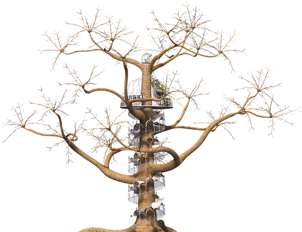 Tree Fantasy Spiral Staircase Fairy Tales - Wendeltreppe Um Baum (453x340), Png Download