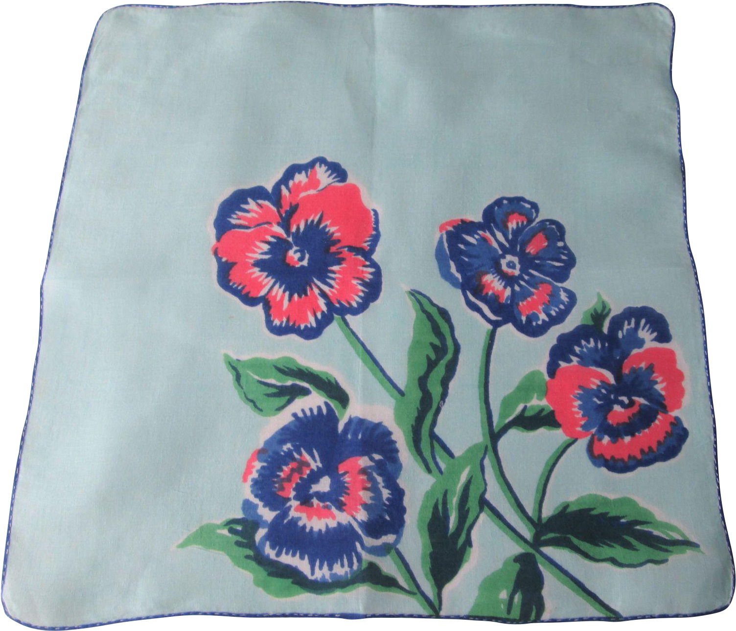 Pansy Handkerchief Vintage 1940s Blue Floral Bouquet - Hawaiian Hibiscus (1503x1503), Png Download