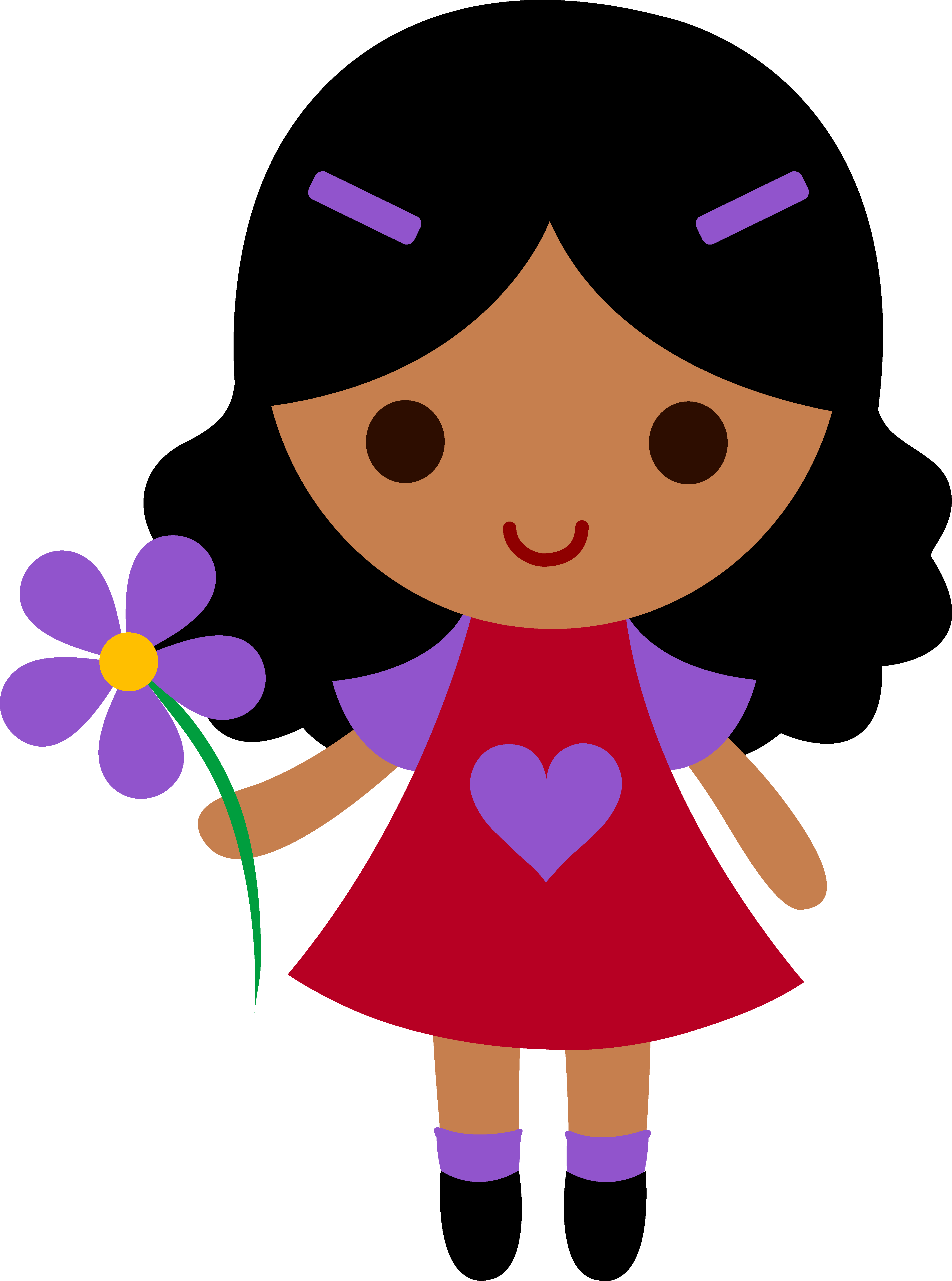 Png Royalty Free My Clip Art Of A Little Holding - Cartoon Girl (4451x5988), Png Download