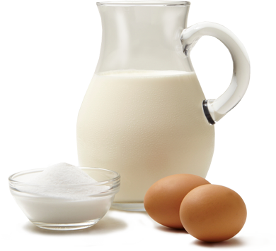 Hormone-free Milk - Milk And Eggs Png (390x356), Png Download