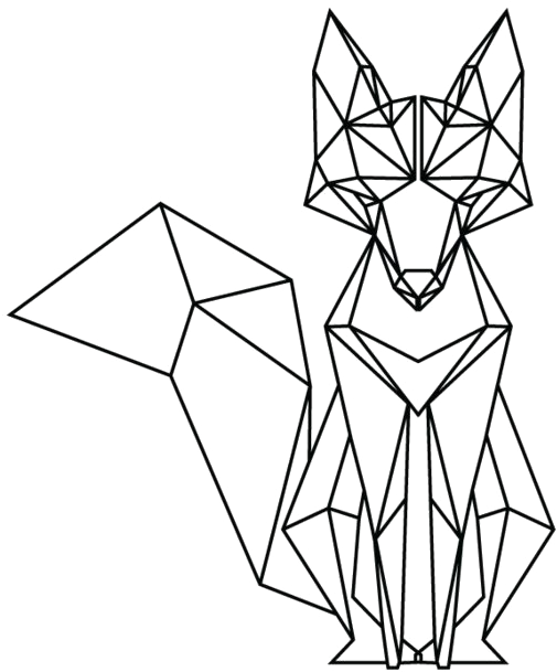 Drawing Geometry Watercolor Clip Art Free Download - Geometric Fox Png (523x740), Png Download