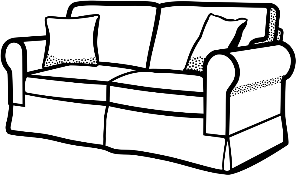 Sofa Black And White Drawing - Living Room For Coloring (800x750), Png Download