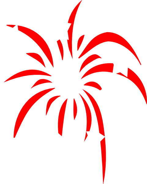 Red Fireworks With White Stars Clip Art - Patriotic Clip Art (480x600), Png Download