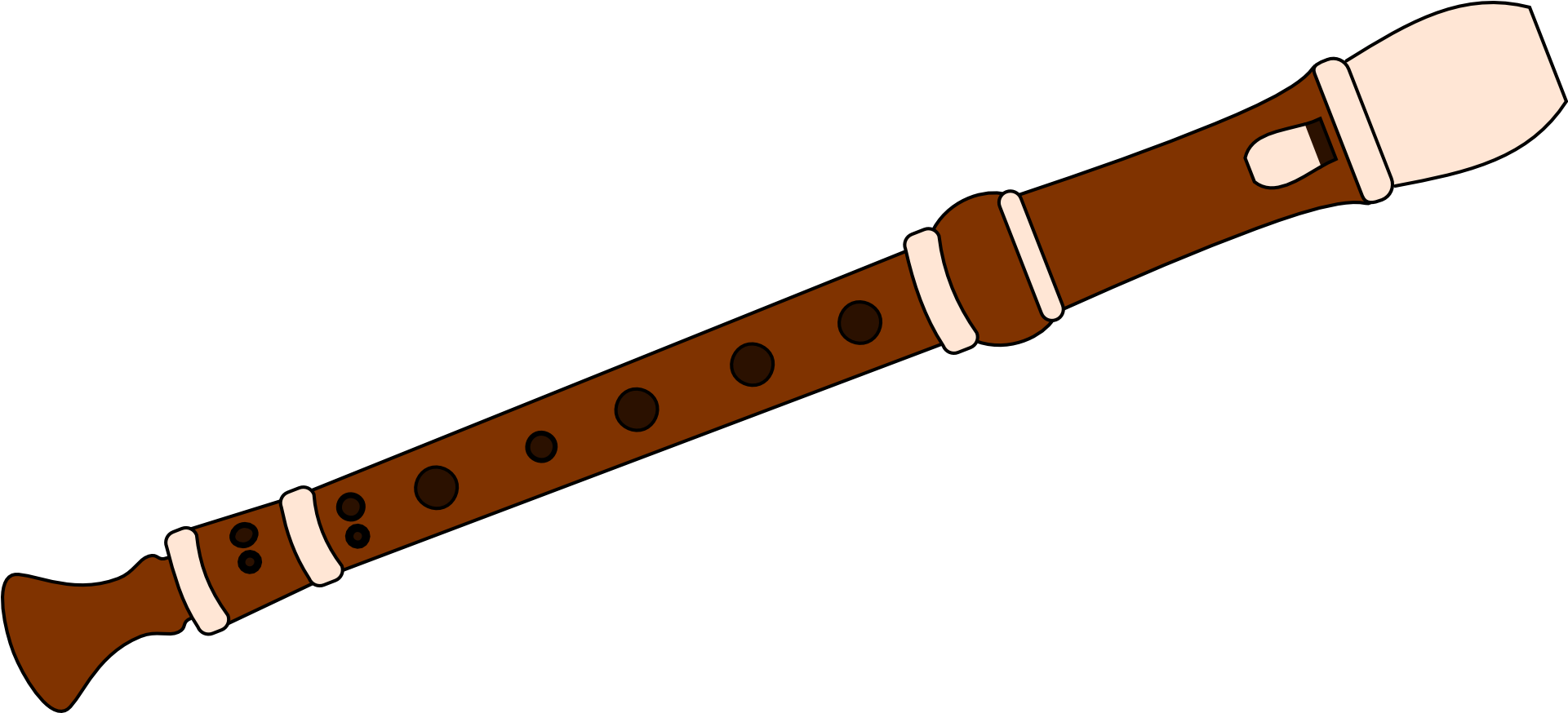 Recorder Musical Instrument Flute Clip Art - Recorder Instrument Clip Art (1920x960), Png Download