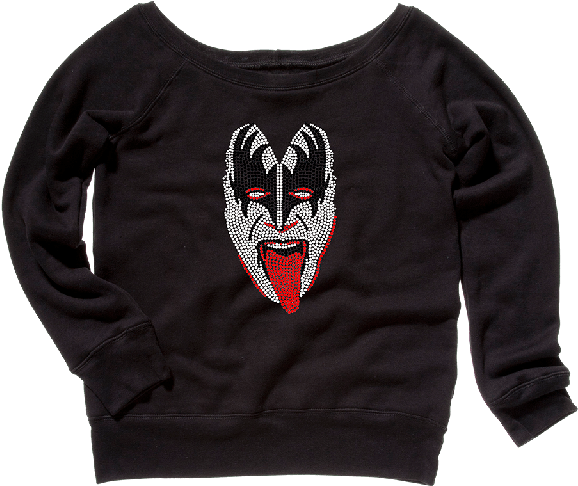 Demon Bling Crystal Slouchy Fleece Sweater - Kiss Demon Bling Crystal Throw Pillow (640x640), Png Download