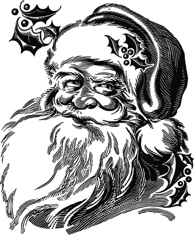 December Santa, Coloring Sheet, - Santa Claus Black And White (397x480), Png Download