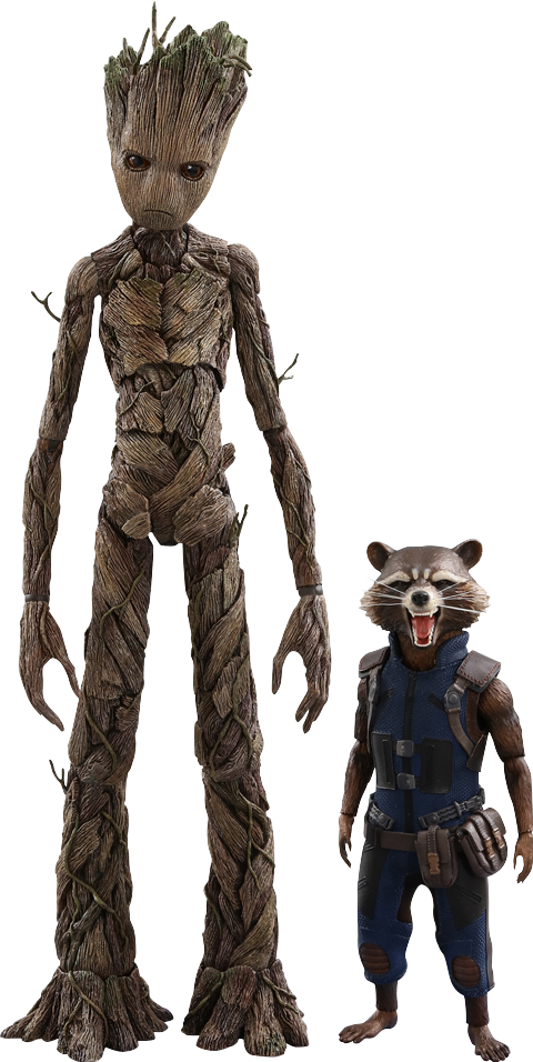 61" Marvel Sixth Scale Figure Groot And Rocket - Avengers Infinity War Rocket (480x956), Png Download