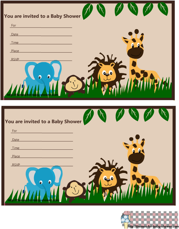 Jungle Clipart Printable Baby - Invitaciones De Animales De La Selva Para Imprimir (612x792), Png Download