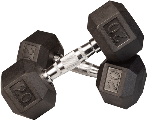 6 Sided Rubber Encased Dumbbells - Mancuerna De 15 Libras (501x501), Png Download