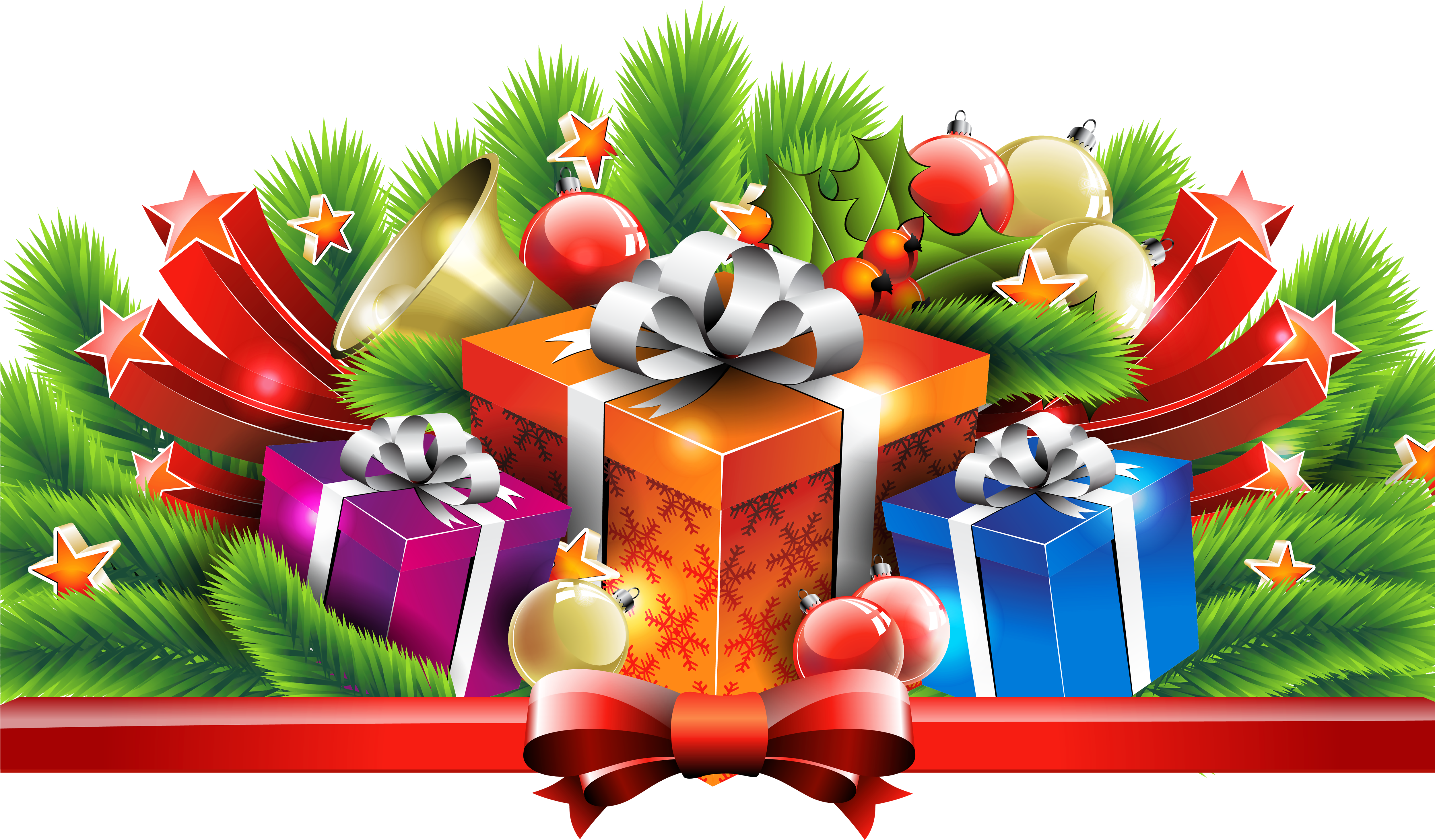Christmas Gifts Decor Png Clipart Image - Diseño Fiesta Navideña (5000x3014), Png Download