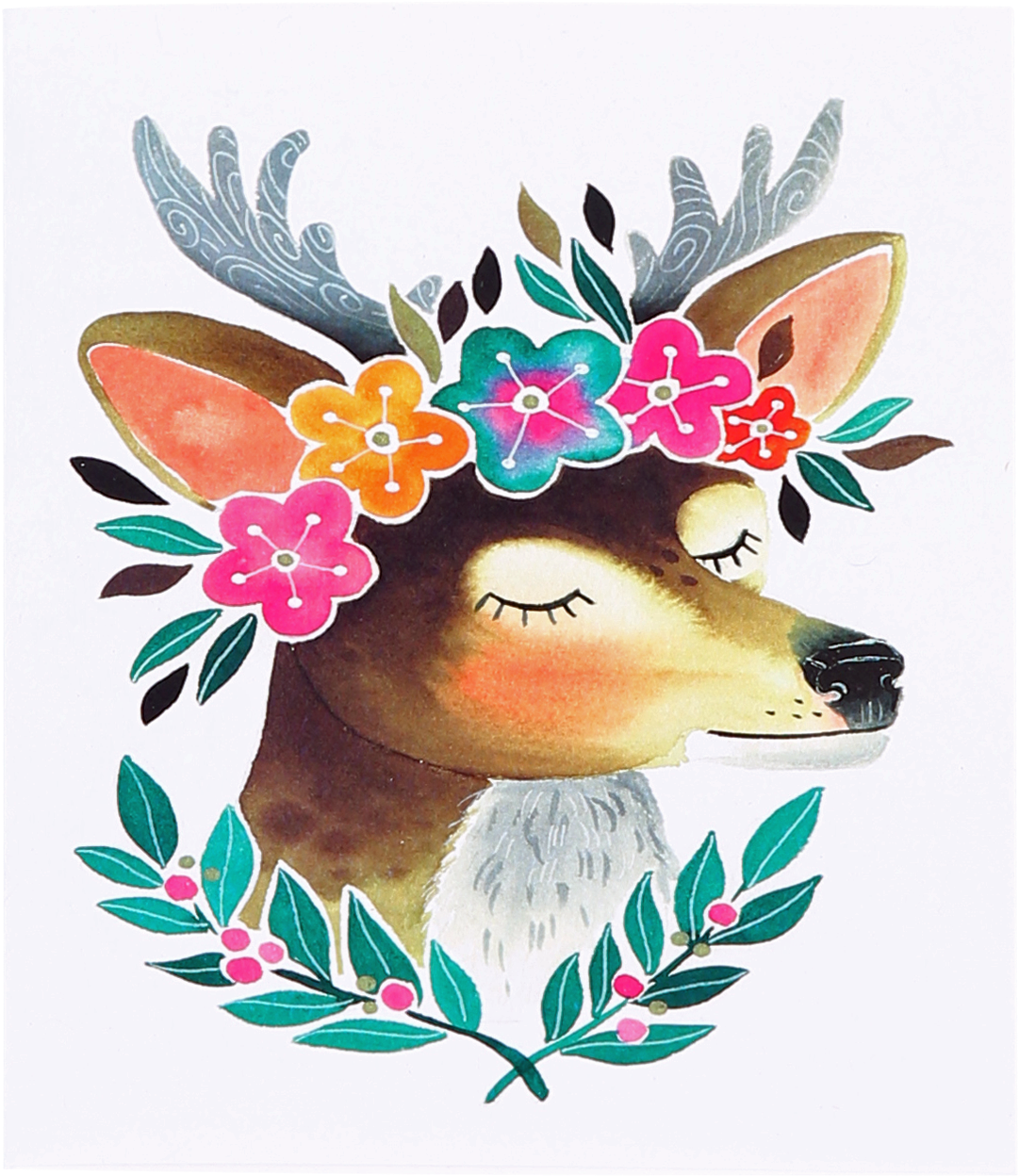 Deer Card By Jessica Leigh - Deer (2000x2000), Png Download