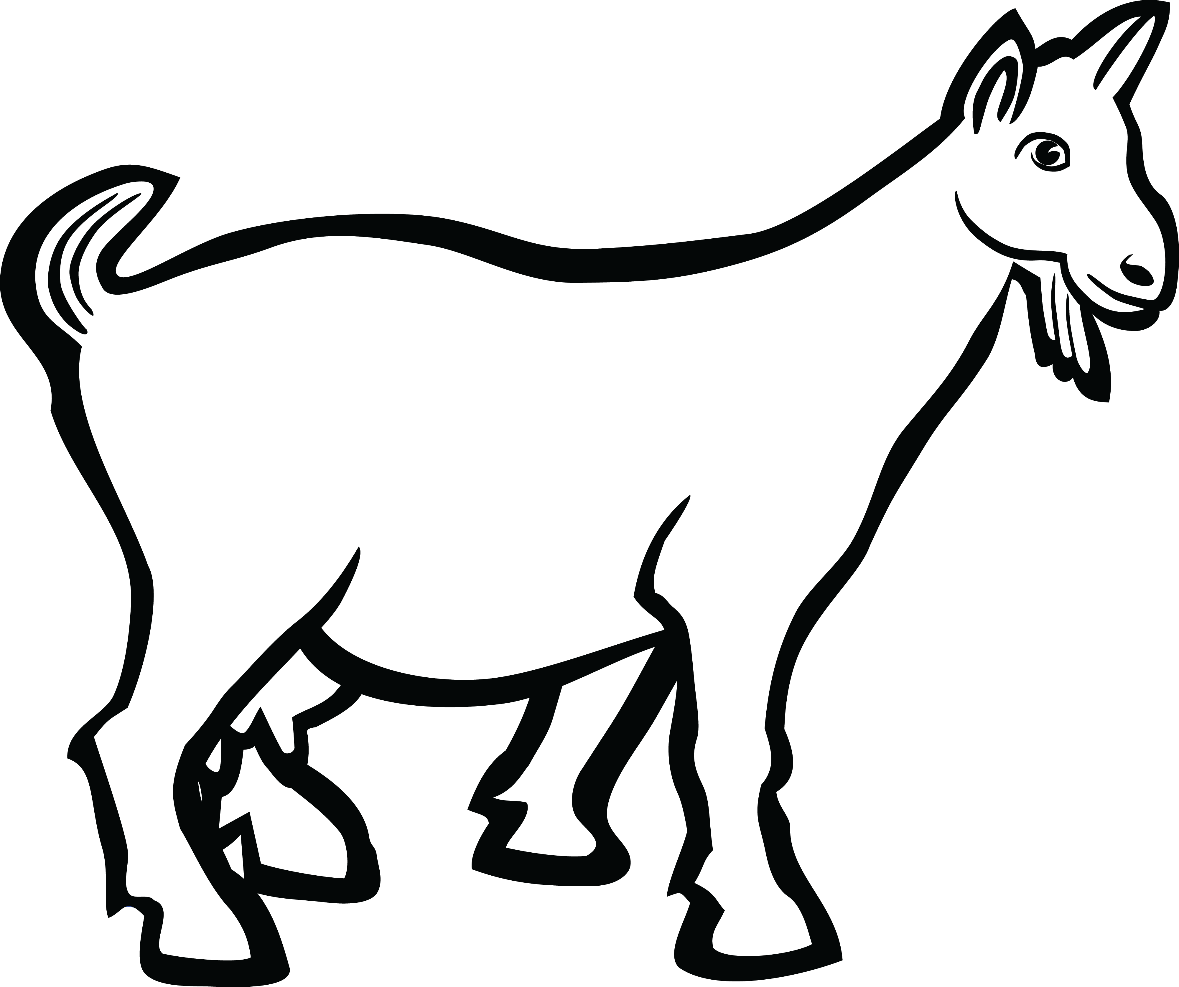 , , - Goat Black And White Clip Art (4000x3350), Png Download
