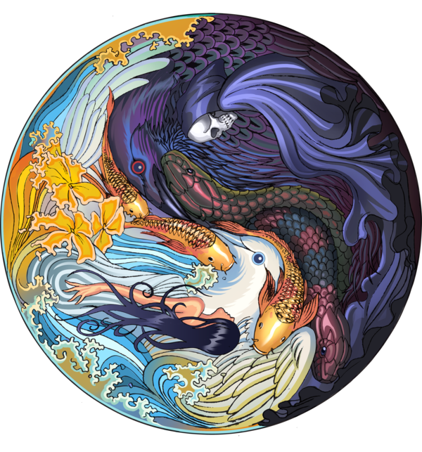Life Death Yin Yang Tattoo (600x643), Png Download
