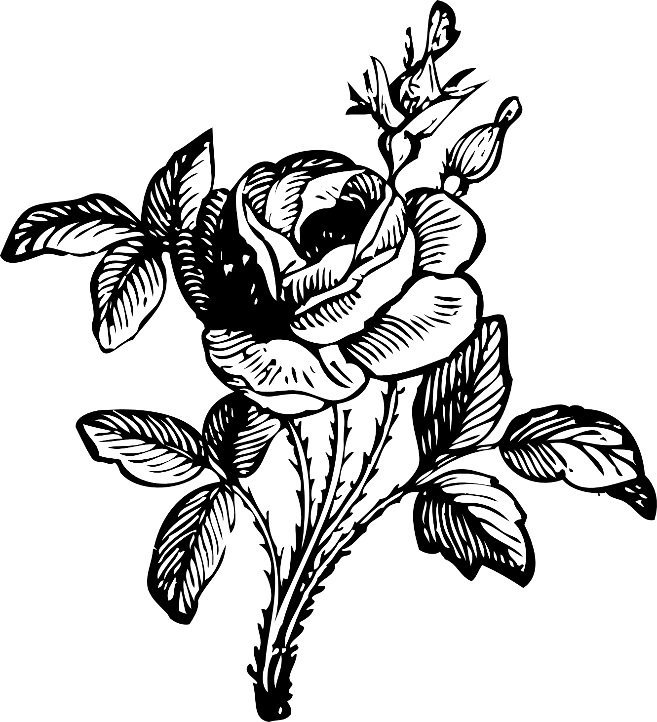 Black Rose Drawing Art Black And White - Flower Bouquet Clip Art Black And White (683x750), Png Download